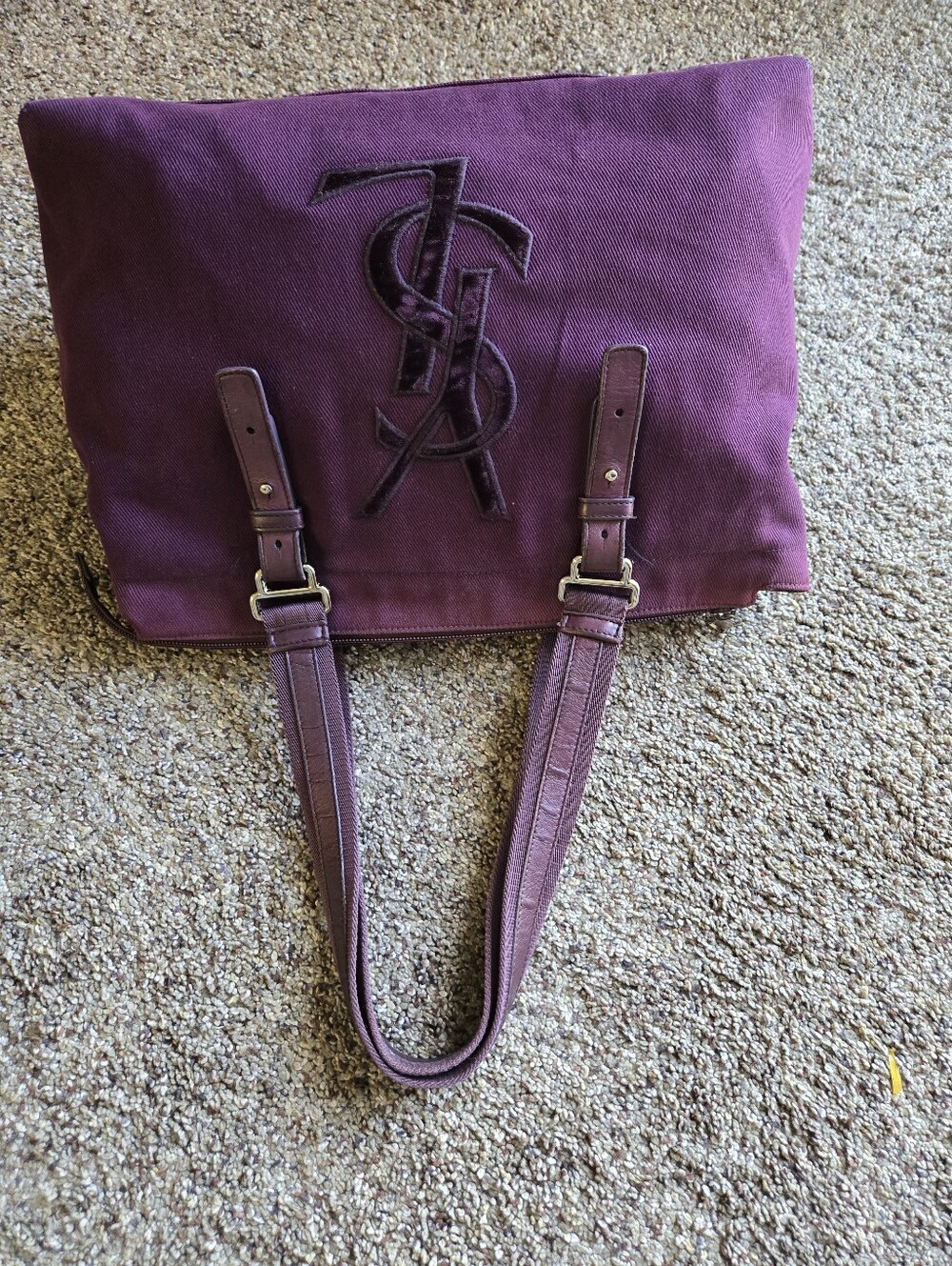 Yves Saint Laurent Purple Logo Canvas Tote - Picture 11 of 14